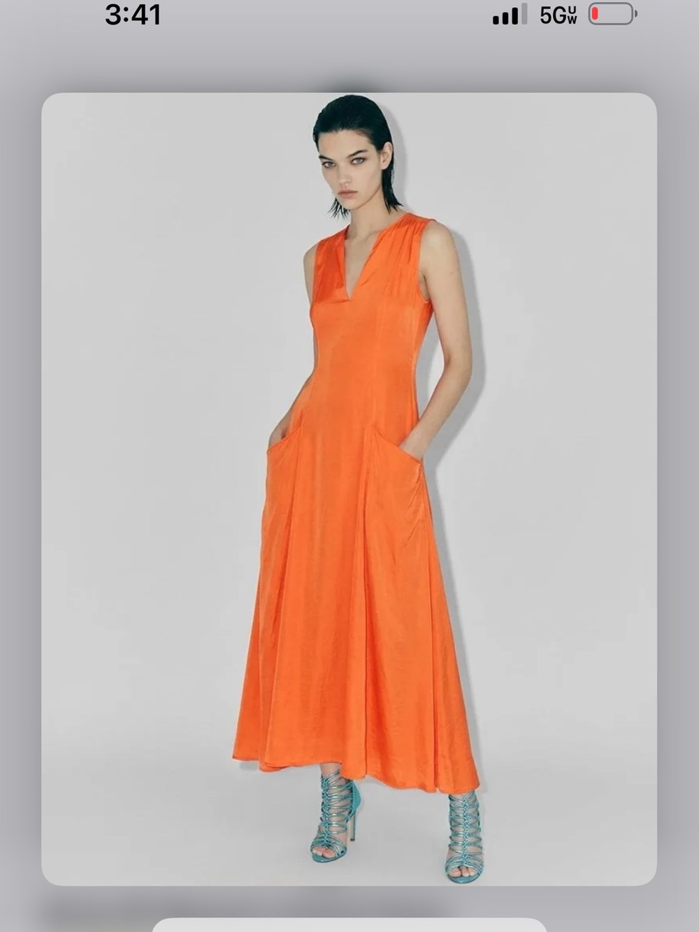 🧡NWT S Sleeveless Orange AS By DF Maxi Dress with V-Neck & Pockets